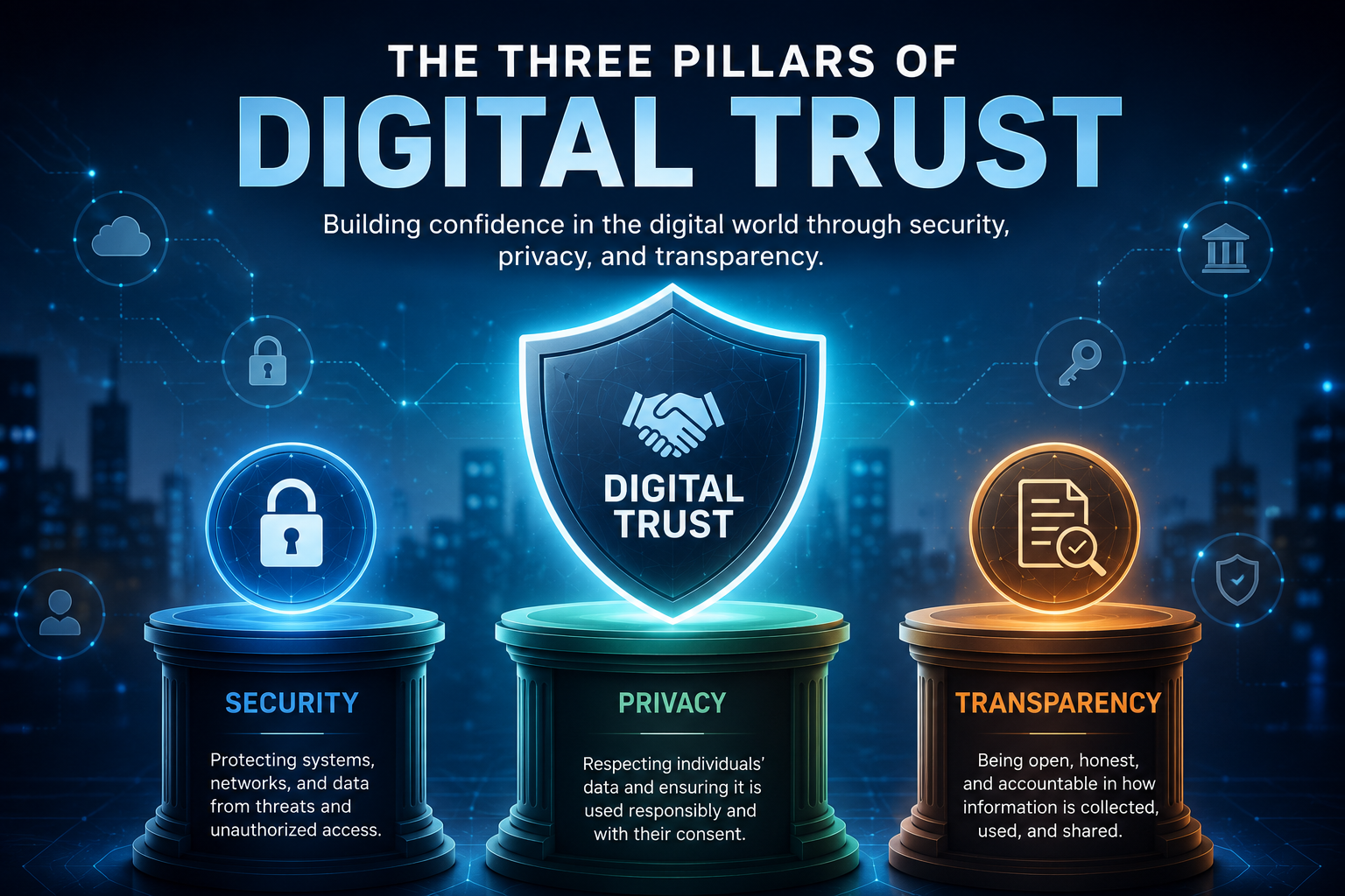 The Three Pillars of Digital Trust Security Privacy and Transparency