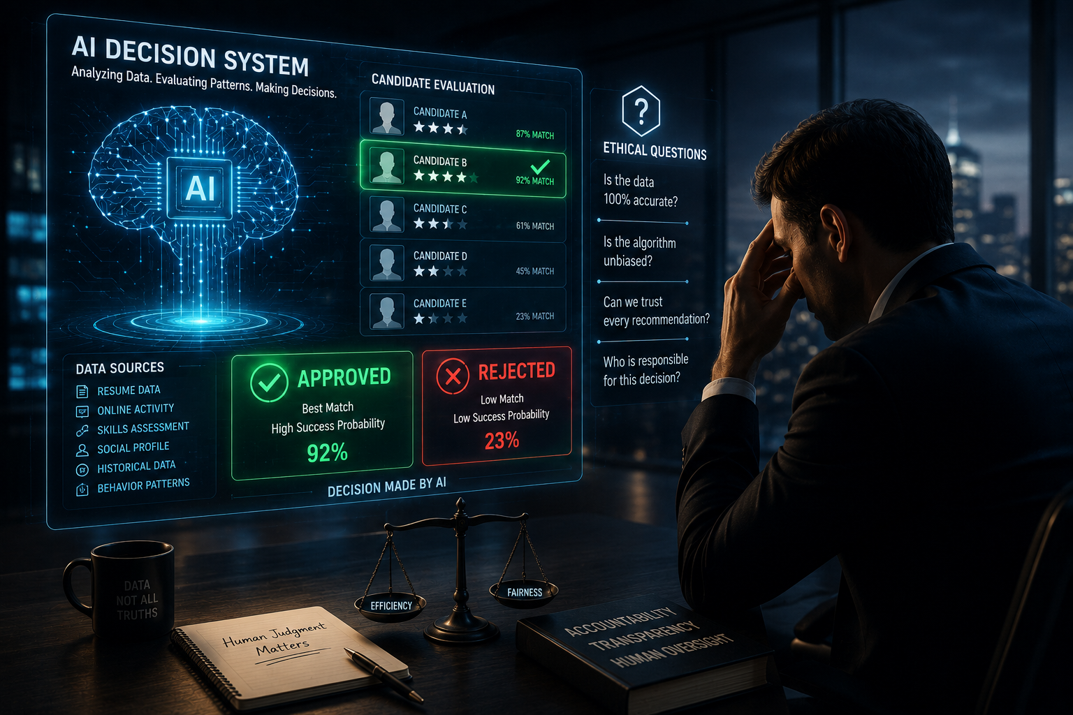 Ethical concerns and risks of AI making important decisions