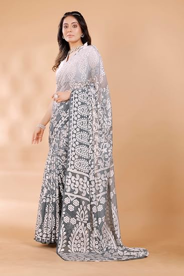 Garden Vareli Viscose Brasso Floral Print Saree