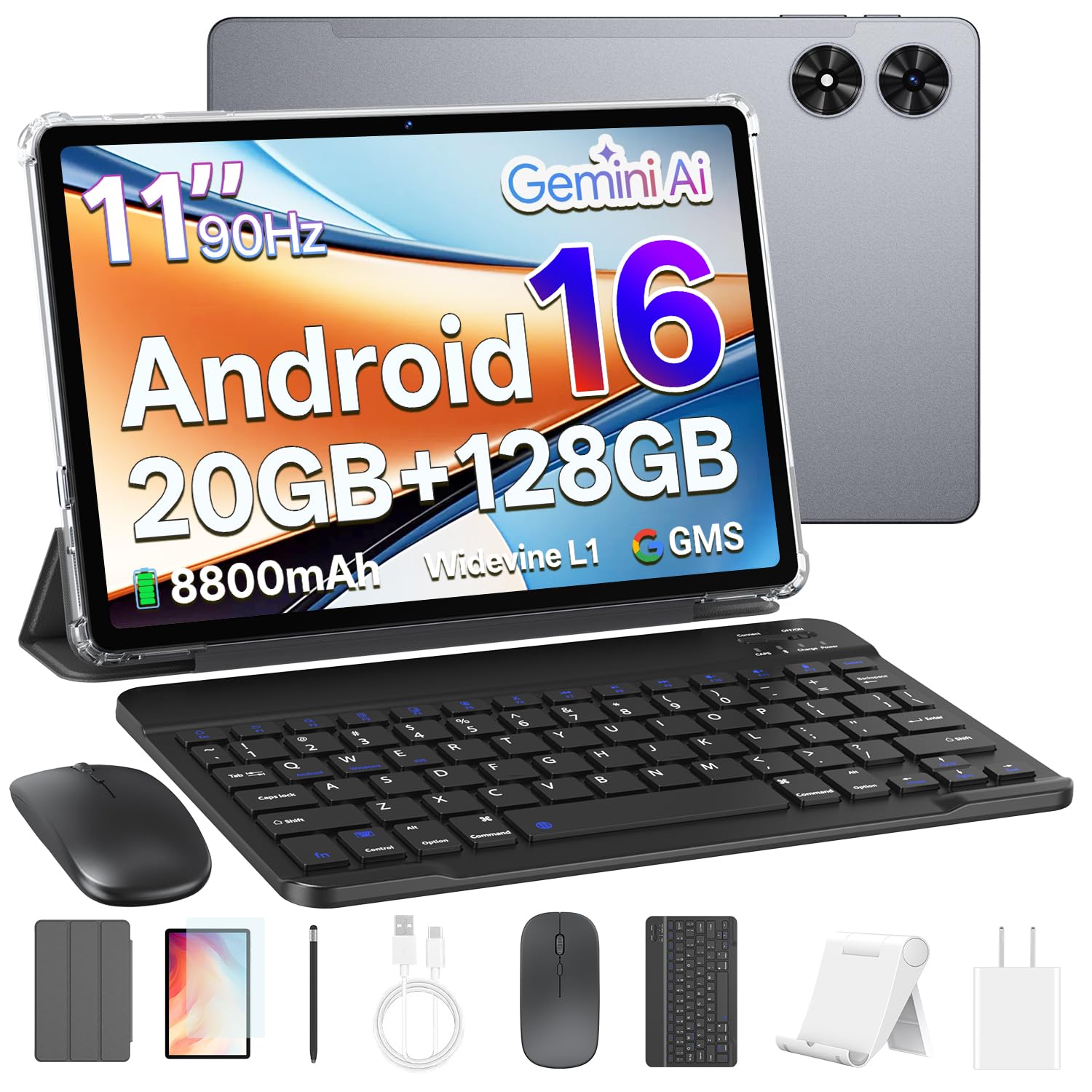 Android 16 Tablet with Keyboard 20GB RAM 128GB ROM