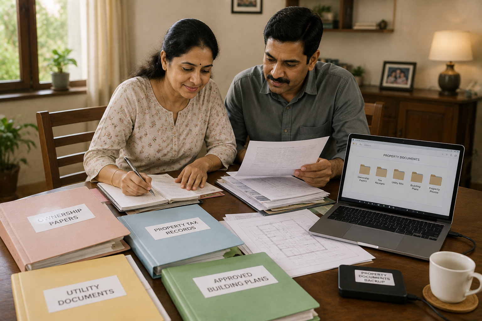 Indian Couple Organising Property Documents for Better Legal Preparedness