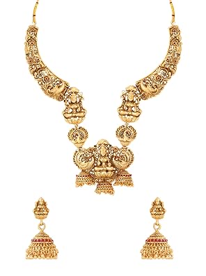 Yellow Chimes Gold Plated Traditional Temple Jewellery Set for Women
