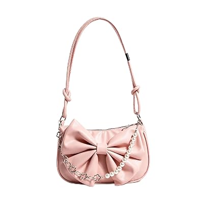 Small White Handbag for Women PU Leather Bow Purse