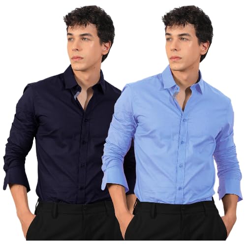 Pinkmint Men's Solid Cotton Formal Shirt
