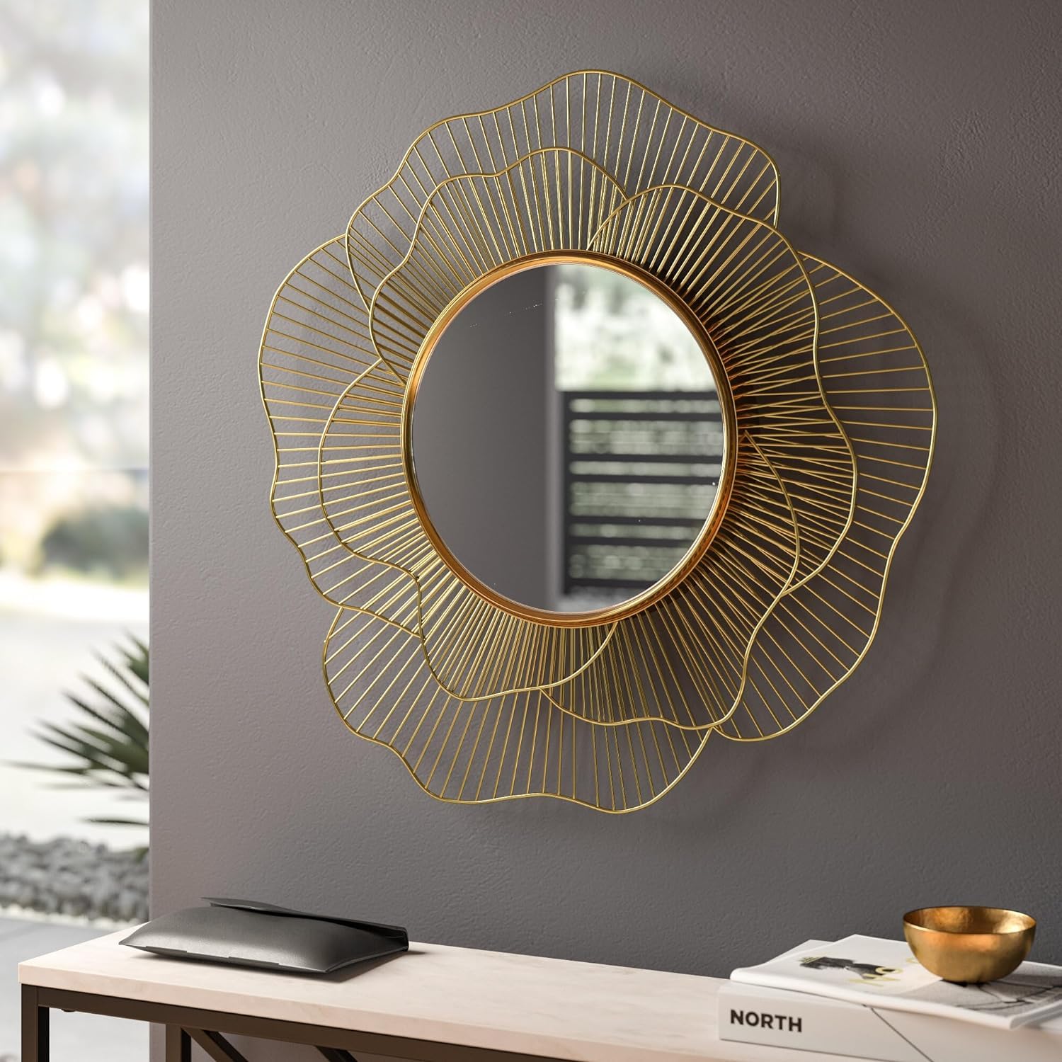 Artemade Iron Framed Decorative Wall Mounted Round Hanging Mirror
