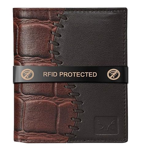 AL FASCINO Leather RFID Wallet for Men Brown