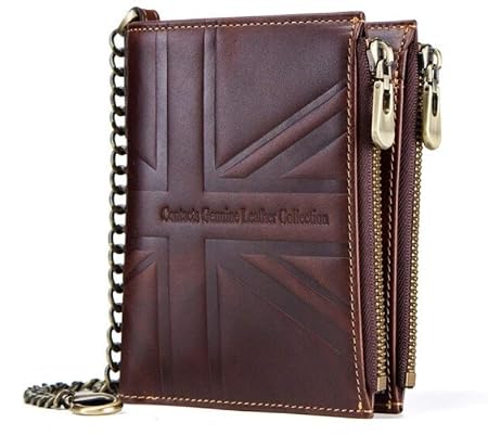 Contacts Men's Genuine Leather RFID Blocking Bi-fold Wallet Brown