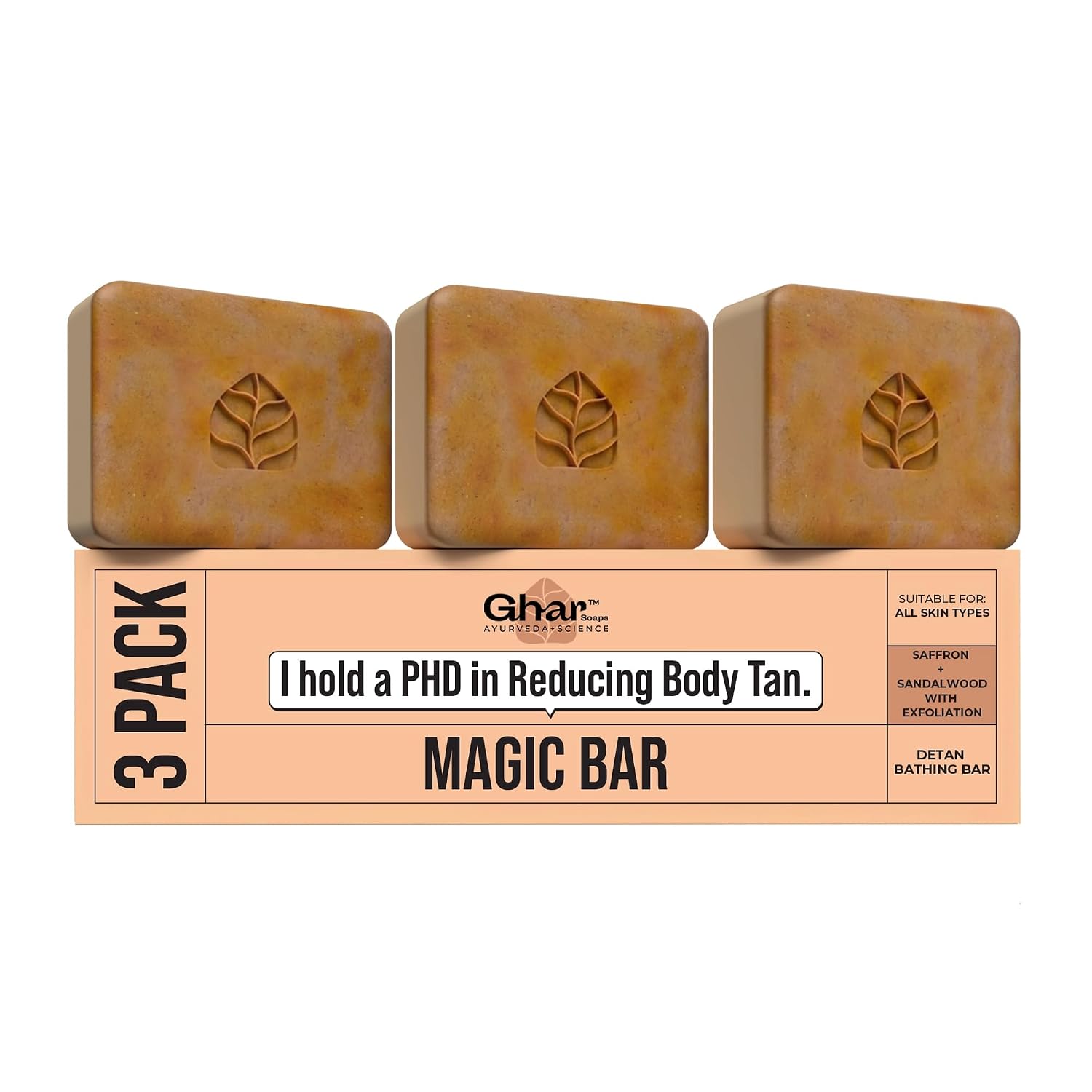 Ghar Soaps Sandalwood and Saffron Magic Bar Pack of 3