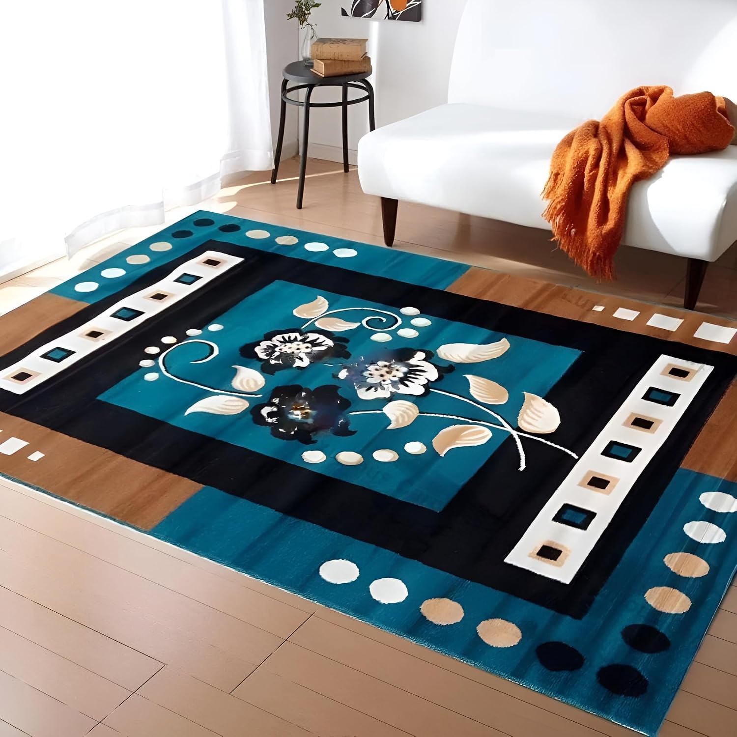 GULDASTA Blue Velvet Carpet for Living Room 5x7 Feet