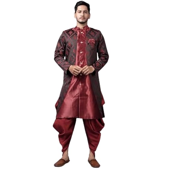 XEPON Men's Ethnic Wear Wedding Sherwani and Dhoti Set