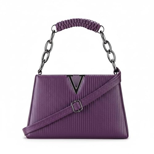 Scoob Women's Black Textured Shoulder Bag with Braided Chain Handle