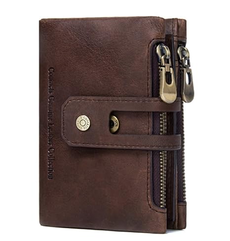 Contacts Men's Genuine Leather RFID Blocking Wallet Brown